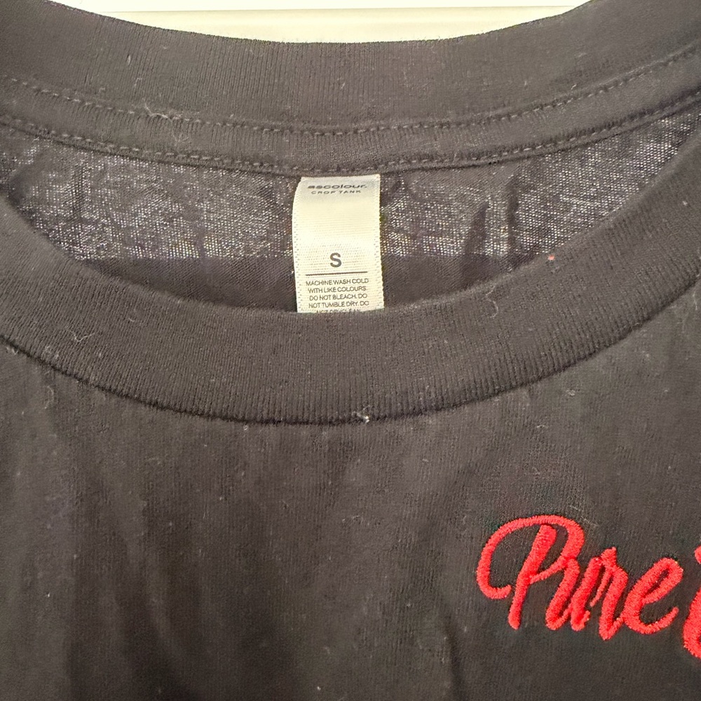Pure Barre Black Sleeveless Cropped Tank with Red Embroidery - Picture 2 of 3